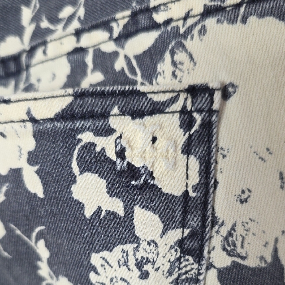 Tory Burch Alexa Floral Cropped Skinny Jeans Denim Blue White Size26 Cottagecore - Picture 8 of 14